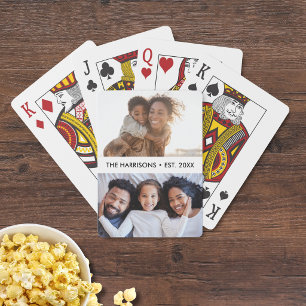 Baraja De Cartas 2 Fotos de Familia Nombre o Texto Personalizado, S