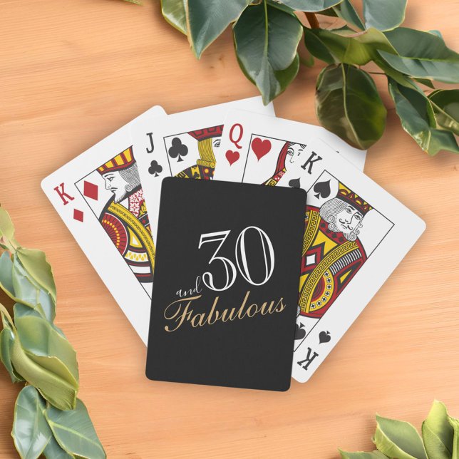 Baraja De Cartas 30 años y fabuloso Black Elegant Script Cumpleaños (Subido por el creador)