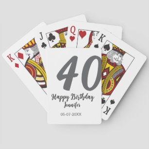 Baraja De Cartas 40 cumpleaños añadir nombre fecha año negro planti