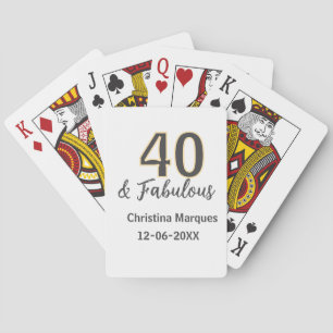 Baraja De Cartas 40 y fabuloso cumpleaños caligrafía gris amarillo
