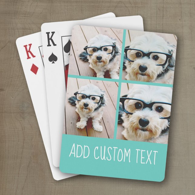 Baraja De Cartas 4 Collage de fotos - el texto funky puede cambiar  (Personalized playing cards with a fun area to add photos and text such as a name or monogram)
