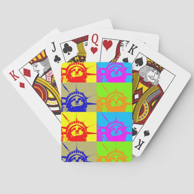 Baraja De Cartas 4 Color Pop Art Lady Liberty (Reverso)