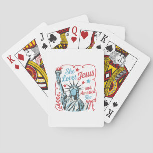 Baraja De Cartas 4 de julio Ella ama a Jesús y a Estados Unidos tam