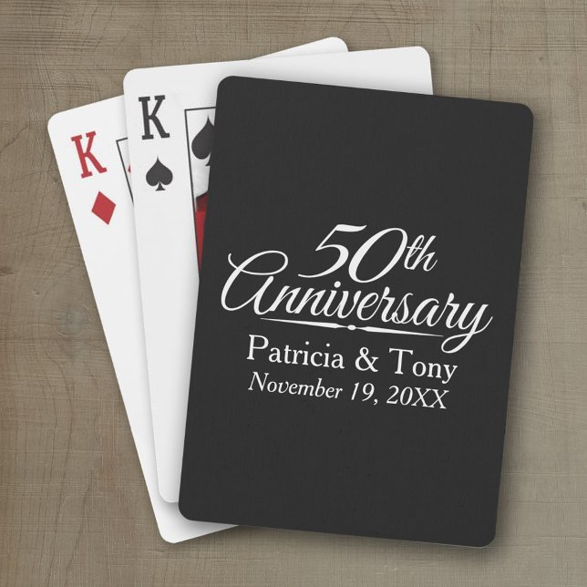 Baraja De Cartas 50.º Aniversario Boda de Oro Personalizado (50th Wedding Anniversary Playing Cards - Personalize with your information)