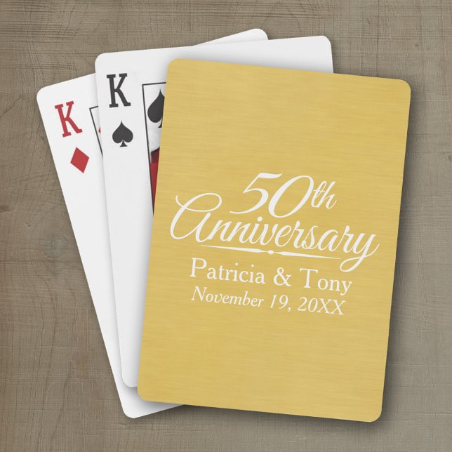 Baraja De Cartas 50.º aniversario Boda de oro personalizado (Wedding Anniversary Playing Cards - Personalize with your information)