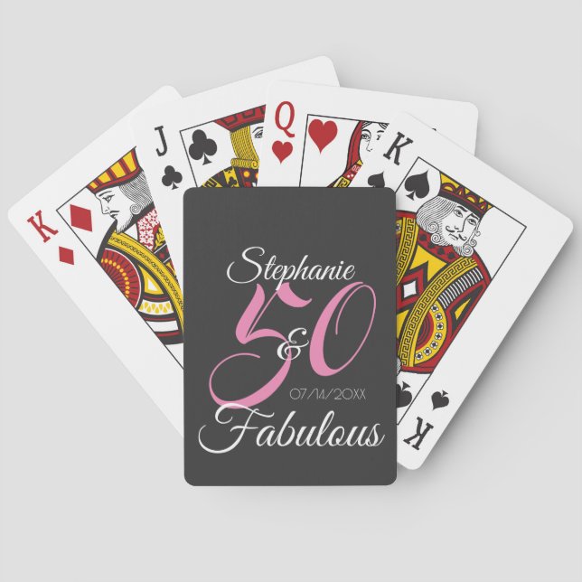 Baraja De Cartas 50 y fabulosa fiesta de cumpleaños personalizada r (Reverso)