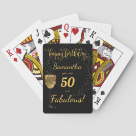 Baraja De Cartas 50 y Fabulosa plantilla de cumpleaños en negro y o