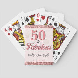 Baraja De Cartas 50 y fabuloso cumpleaños elegante Rosa Purpurina r