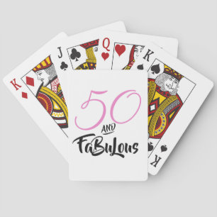 Baraja De Cartas 50 y Fabuloso Cumpleaños Personalizado Fiesta Rosa