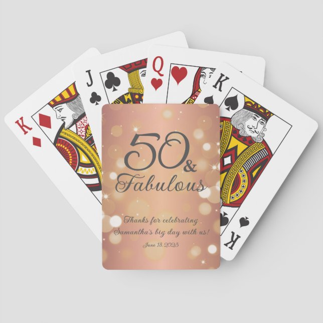 Baraja De Cartas 50 y Fabulous Elegant 50th Birthday Keepsake (Reverso)