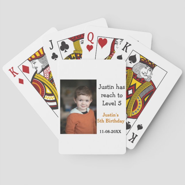 Baraja De Cartas 5.º juego de cumpleaños sobre el nombre de la foto (Reverso)