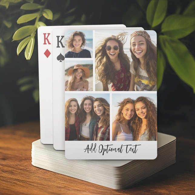 Baraja De Cartas 5 Collage de fotos Texto opcional — Puede editar c (Custom Poker Playing Cards)