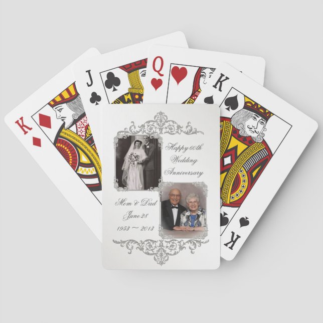 Baraja De Cartas 60.ª foto del aniversario del Boda del Diamante (Reverso)