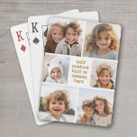 Baraja De Cartas 6 Collage de fotos Minimalista - blanco y dorado<br><div class="desc">Usa tus fotos o fotos favoritas para hacer un toque divertido para compartir con tus amigos. Un diseño simple con sólo instantáneas y un bloque de texto. Recortar las fotos en cuadrados y agregarlas a la cuadrícula. La parte posterior es un color sólido que se puede cambiar.</div>