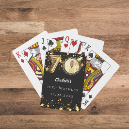 Baraja De Cartas 70.º cumpleaños foto de estrellas de oro negro