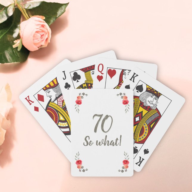 Baraja De Cartas 70.º cumpleaños gracioso diciendo acuarela floral (Subido por el creador)