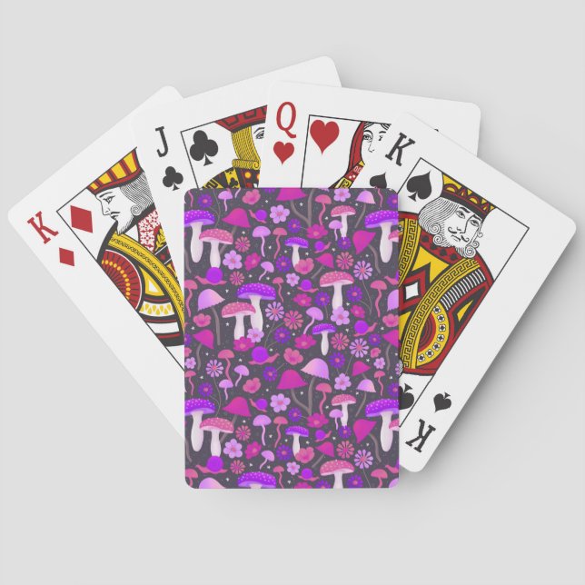 Baraja De Cartas 70s Psychedelic Mushrooms Purple, Pink, & Black (Reverso)