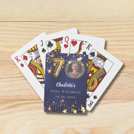 Baraja De Cartas 70th birthday navy blue gold stars photo