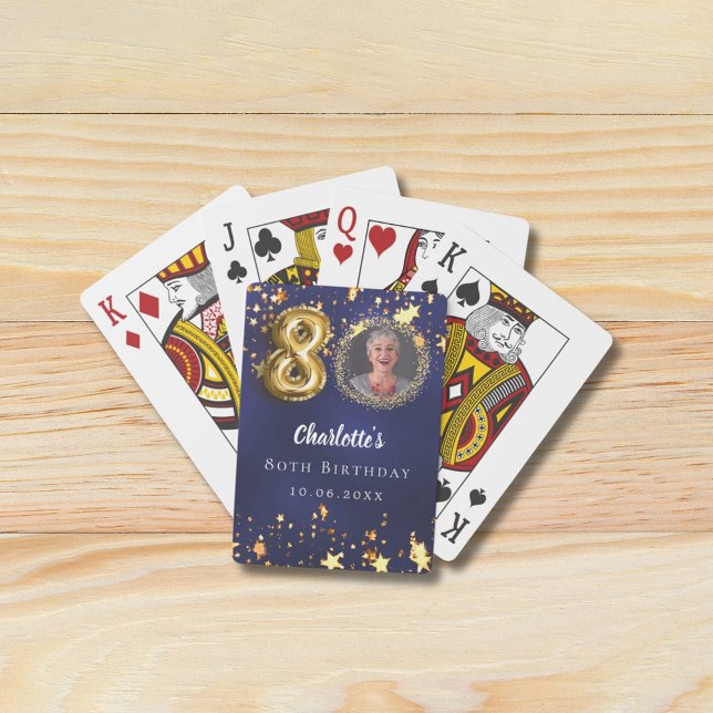 Baraja De Cartas 80.º cumpleaños estrellas de oro azul marino (Subido por el creador)