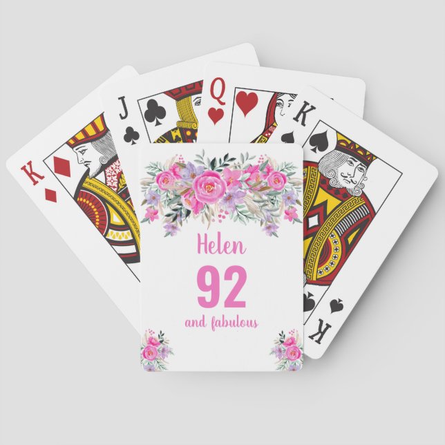 Baraja De Cartas 92.ª jueguera floral rosa (Reverso)