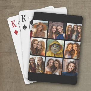 Baraja De Cartas 9 Fotos - Cuadrícula mínima en fondo negro
