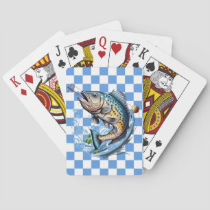 Baraja De Cartas A cuadros azules de pesca