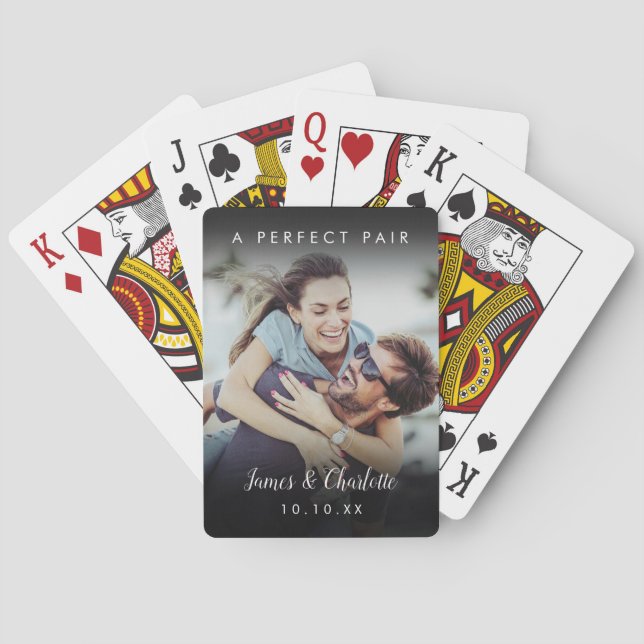 Baraja De Cartas A Perfect Pair Name Date Couple Photo (Reverso)