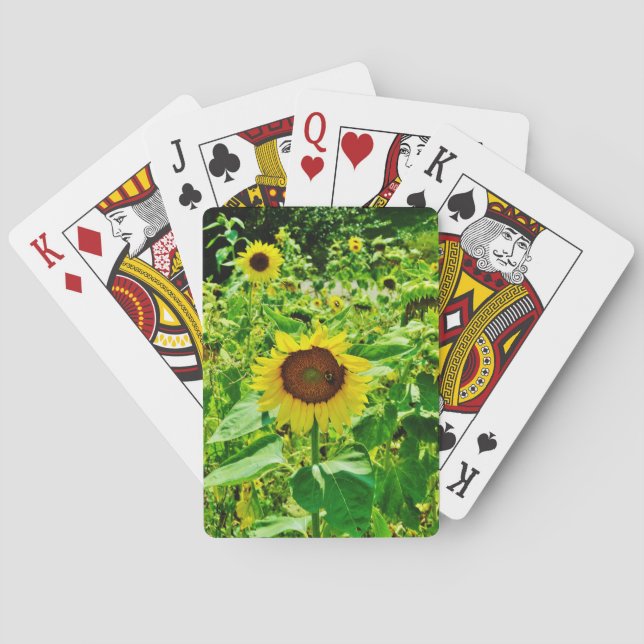 Baraja De Cartas Abeja en el girasol amarillo (Reverso)