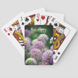 Baraja De Cartas Abeja feliz con motivación de la flor purple Alliu