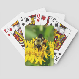 Baraja De Cartas Abeja festejando en flores silvestres de algodonci