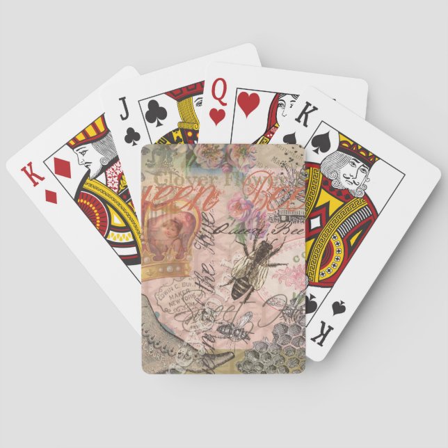 Baraja De Cartas Abeja Reina Vintage Hermoso Collage (Reverso)
