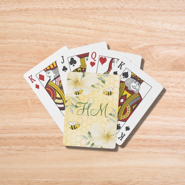 Baraja De Cartas Abejas de burbujas flores de panal amarilla monogr (Subido por el creador)