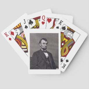Baraja De Cartas Abraham Lincoln, grabado de una fotografía cerca