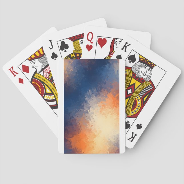 Baraja De Cartas Abstract Brushstrokes: Vibrant Blue & Orange. (Reverso)