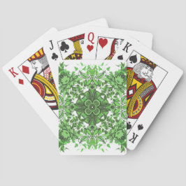 Baraja De Cartas Abstract Floral Pattern In Black & Green On White