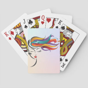 Baraja De Cartas Abstracta mujer con colorido arte en el pelo