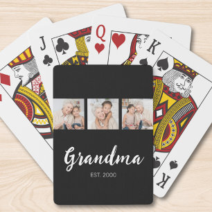 Baraja De Cartas Abuela Estableció Escritura Moderna 3 Foto Negra