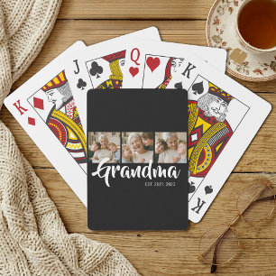 Baraja De Cartas Abuela Estableció Escritura Moderna Negra Foto 3