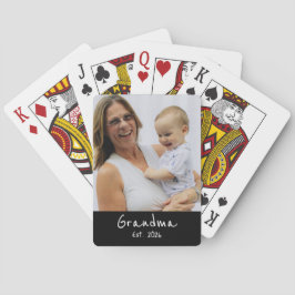 Baraja De Cartas Abuela Estableció foto con letra blanca