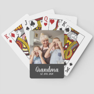 Baraja De Cartas Abuela Estableció Foto de Escritura Blanca