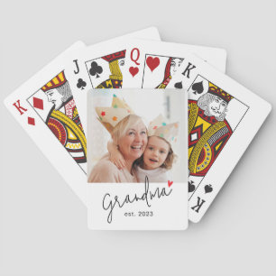 Baraja De Cartas Abuela Estableció Foto de Letra Moderna