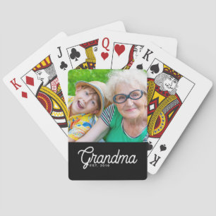 Baraja De Cartas Abuela Estableció Foto De Letra Moderna Negra
