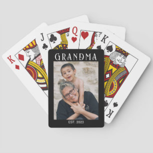 Baraja De Cartas Abuela Estableció Foto Negra Moderna