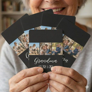 Baraja De Cartas Abuela Estableció Negro 3 Foto Blanca Escritura