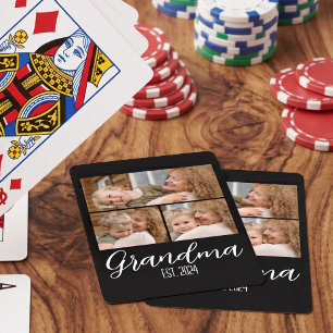 Baraja De Cartas Abuela Estableció Negro 3 Foto Escritura Blanca