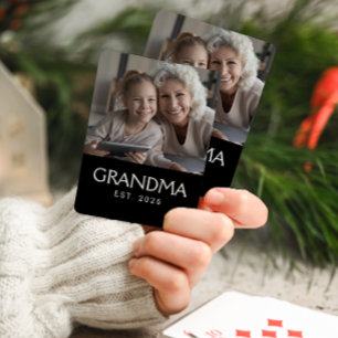 Baraja De Cartas Abuela Estableció Tipografía Foto Negra