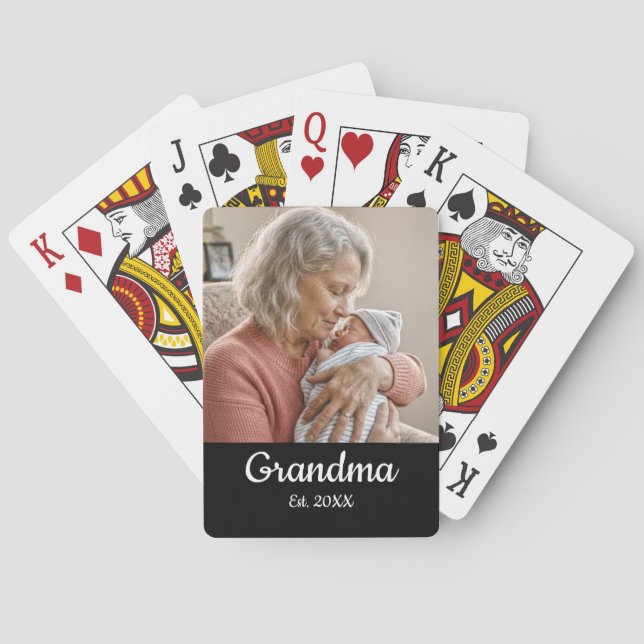 Baraja De Cartas Abuela Simple Script Est.Año Foto Negro (Reverso)
