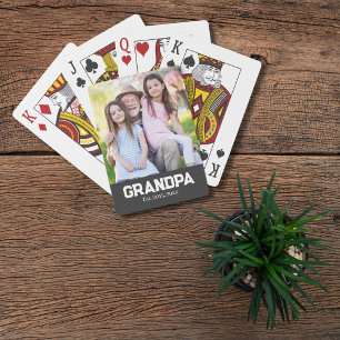 Baraja De Cartas Abuelo Estableció Foto de Escritura Blanca