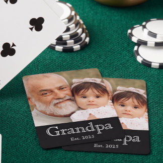 Baraja De Cartas Abuelo Estableció Texto Mínimo Blanco y Negrita Fo