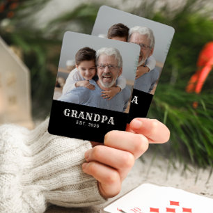 Baraja De Cartas Abuelo Estableció Tipografía Negra Negrita Foto